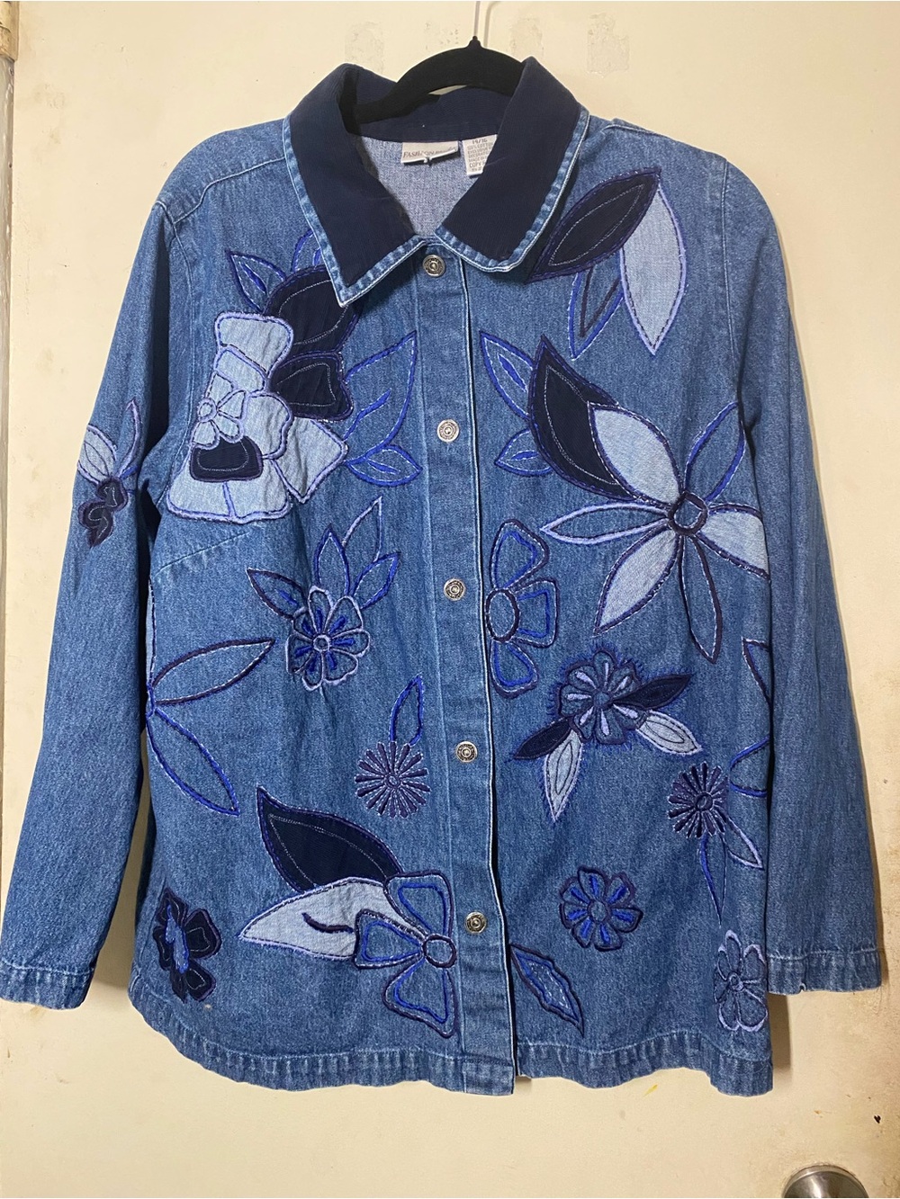 Fashion Bug Embroidered Floral Denim Jacket Medium
